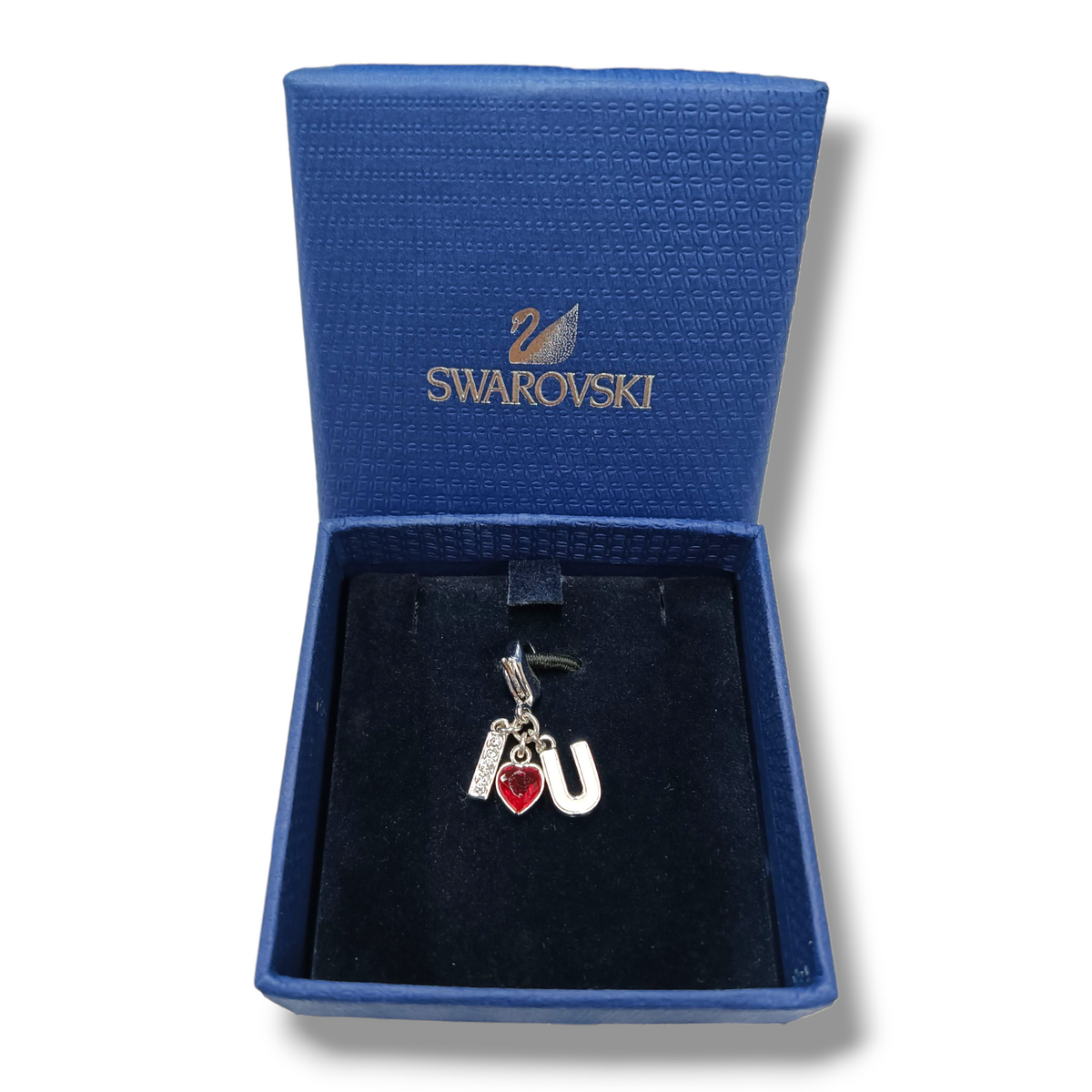 SWAROVSKI KEY RING RANK(A)  SILVER/BEIGE/RED CHARM I LOVE YOU