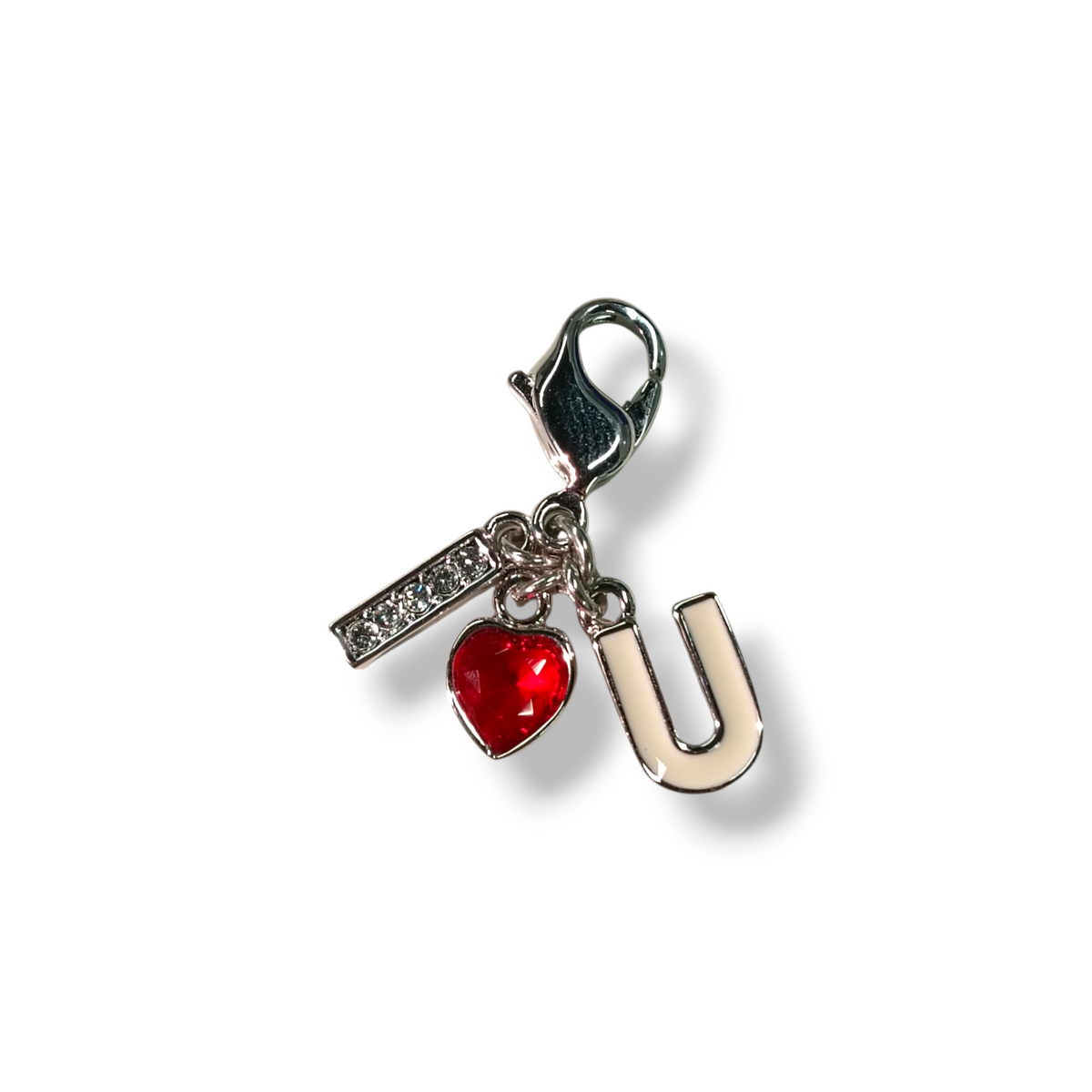 SWAROVSKI KEY RING RANK(A)  SILVER/BEIGE/RED CHARM I LOVE YOU