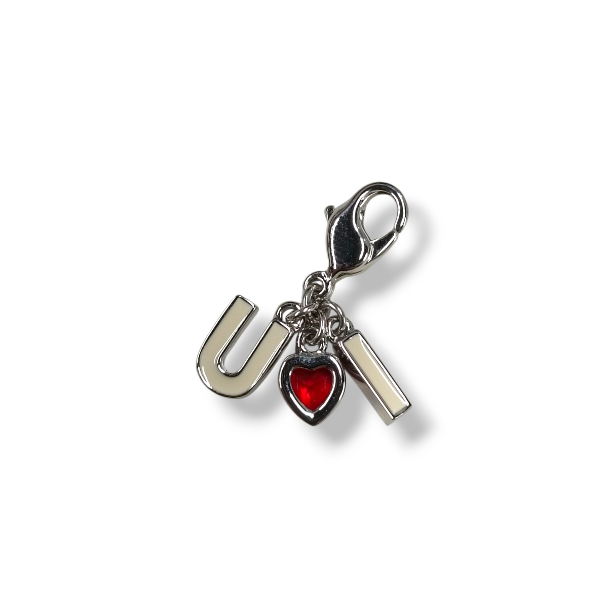 SWAROVSKI KEY RING RANK(A)  SILVER/BEIGE/RED CHARM I LOVE YOU
