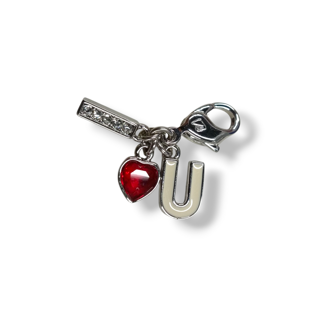 SWAROVSKI KEY RING RANK(A)  SILVER/BEIGE/RED CHARM I LOVE YOU