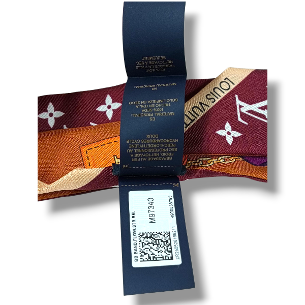 LOUIS VUITTON SCARF M97340 RANK(A) BURGUNDY/BROWN GM3275 FLOWER AND STRAPS BB BANDEAU