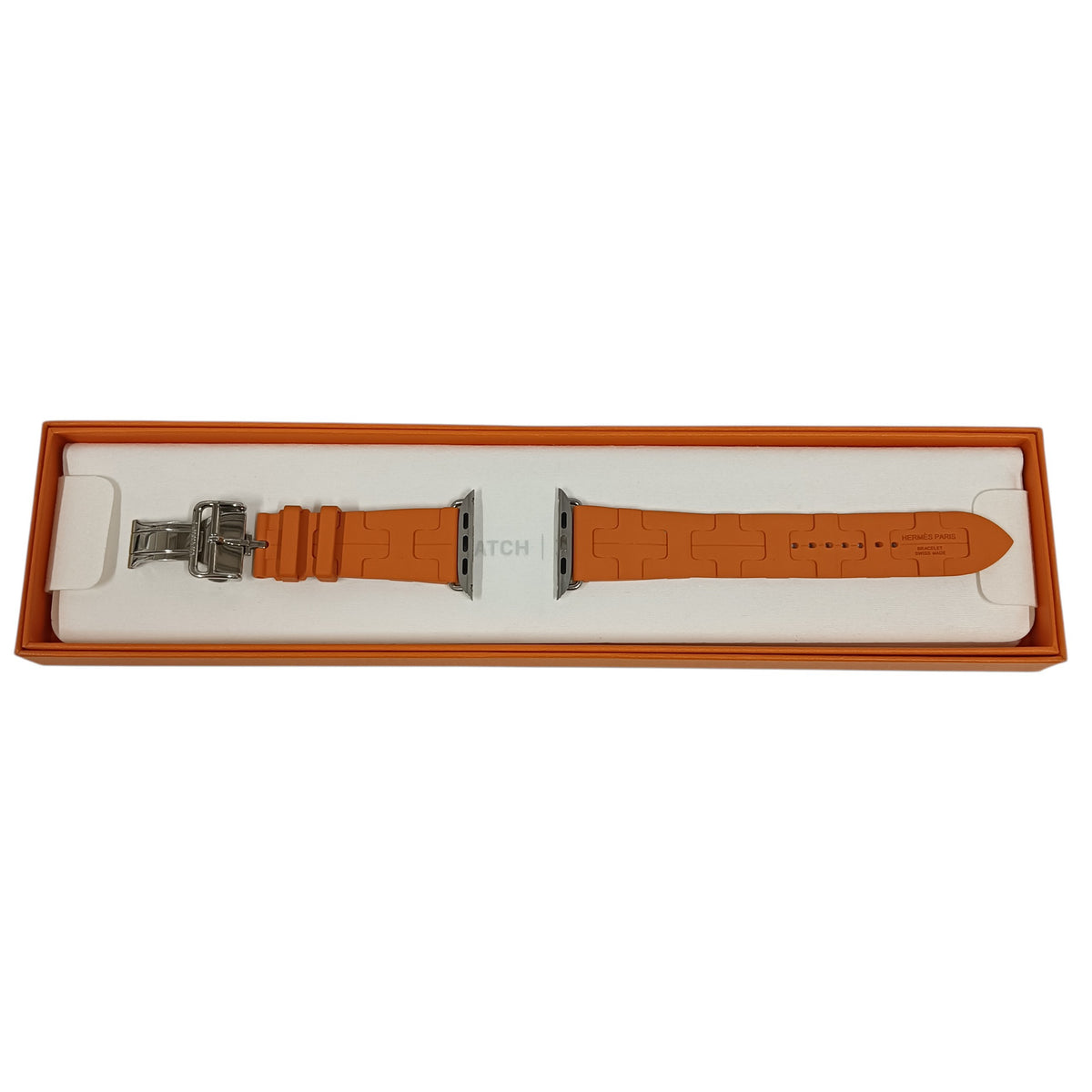 HERMES Apple Watch Strap Orange RG 02 54 Deployment Buckle Kilim **Stain