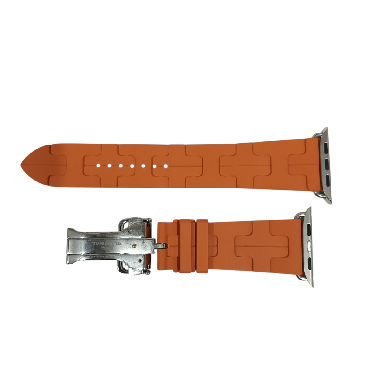 HERMES Apple Watch Strap Orange RG 02 54 Deployment Buckle Kilim **Stain