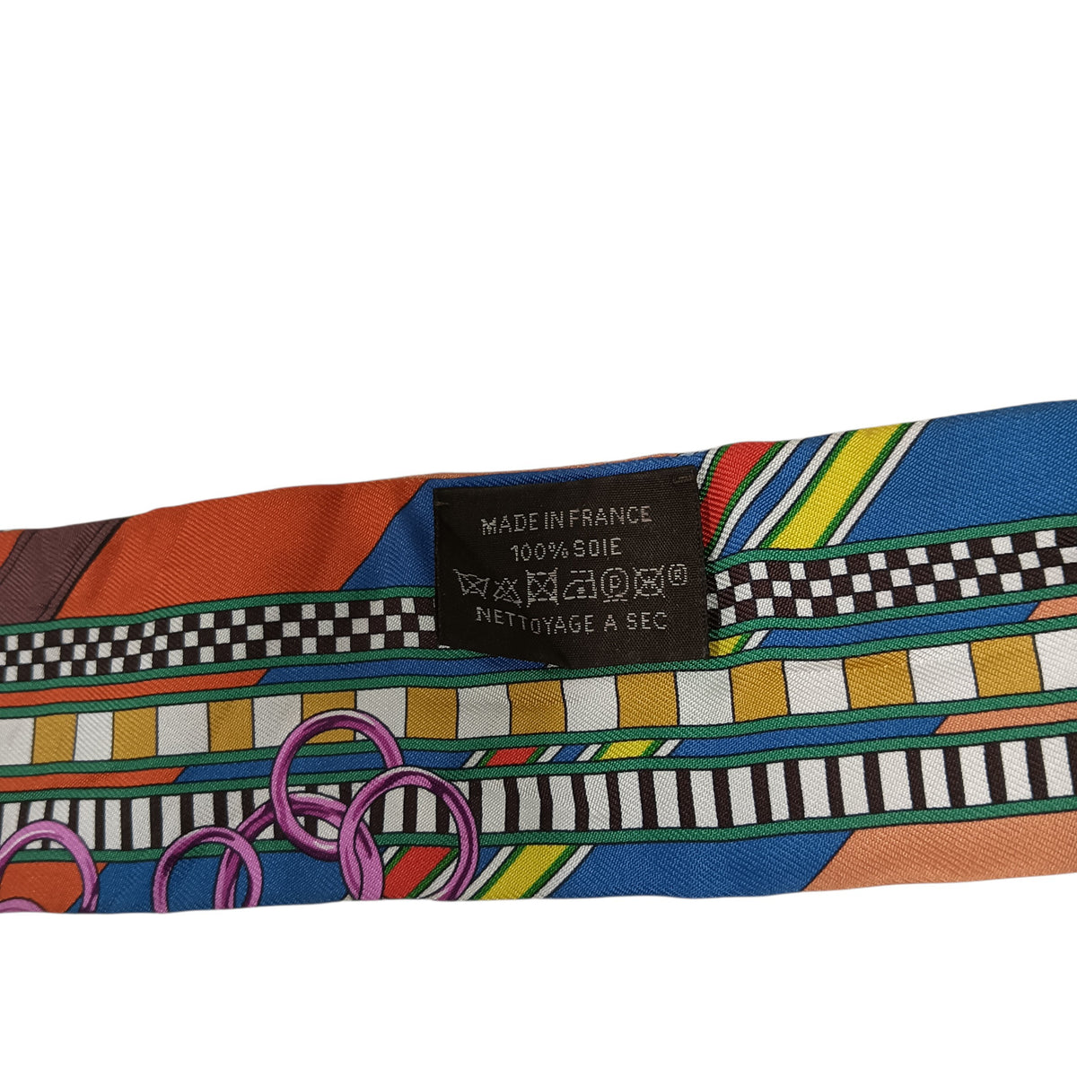 HERMES Scarf Twilly Blue/Yellow/Multi color **Stain Bdrides et Gris Gris