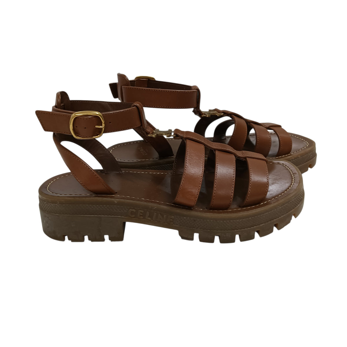 CELINE Sandal 37 Lady's Brown DE0243