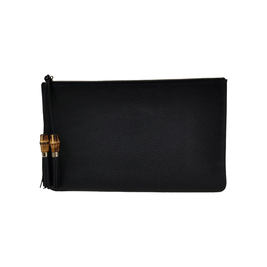 GUCCI Clutch Bag Bamboo 376858 502752 Black Rank B