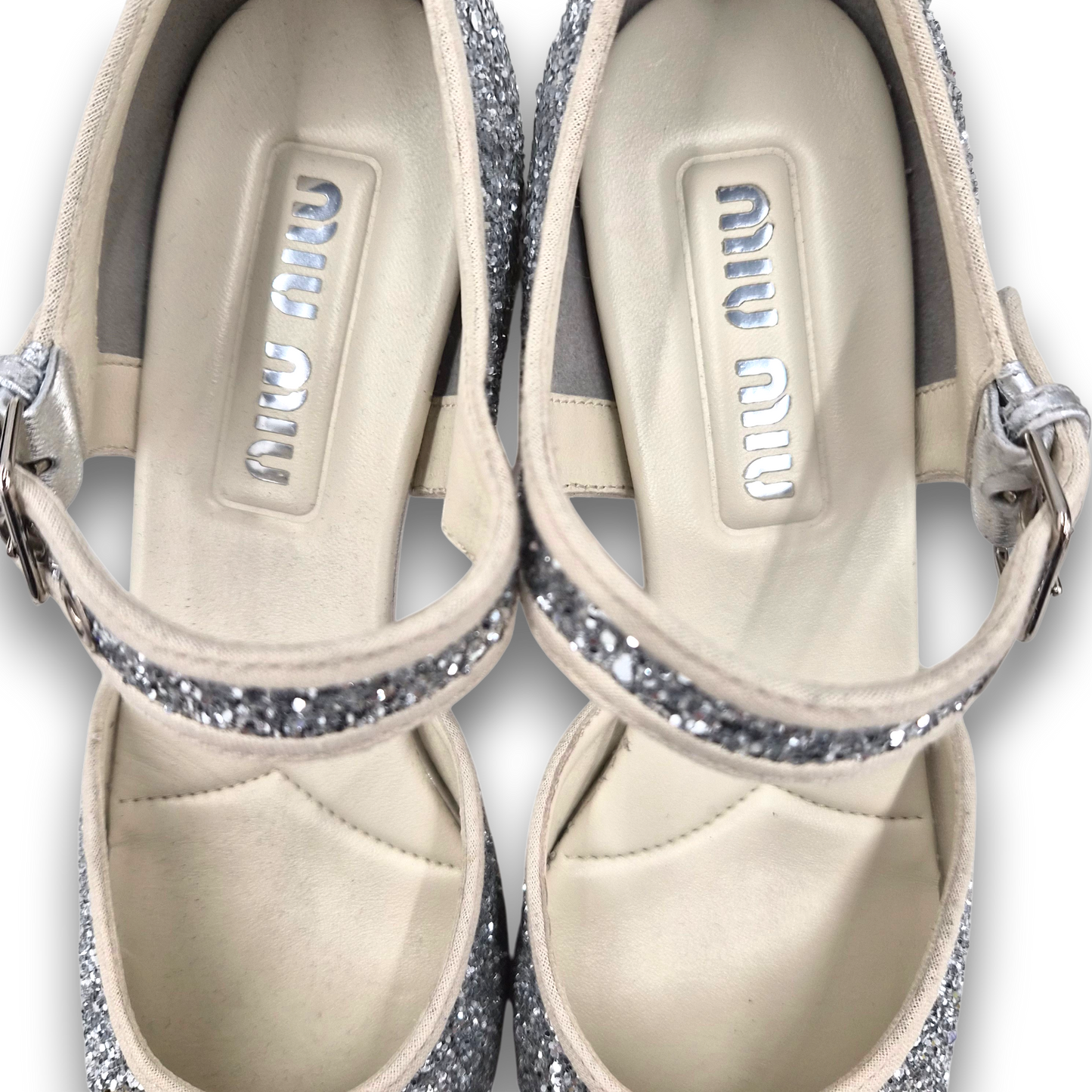 MIU MIU Bijou Sparkle Pumps SIZE 37 Lady's Silver Rank(A)