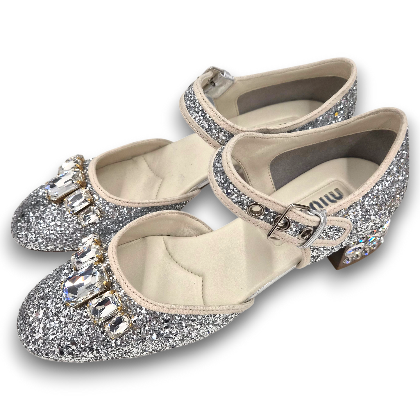 MIU MIU Bijou Sparkle Pumps SIZE 37 Lady's Silver Rank(A)