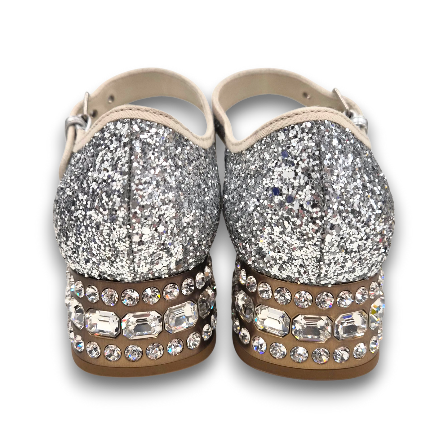 MIU MIU Bijou Sparkle Pumps SIZE 37 Lady's Silver Rank(A)