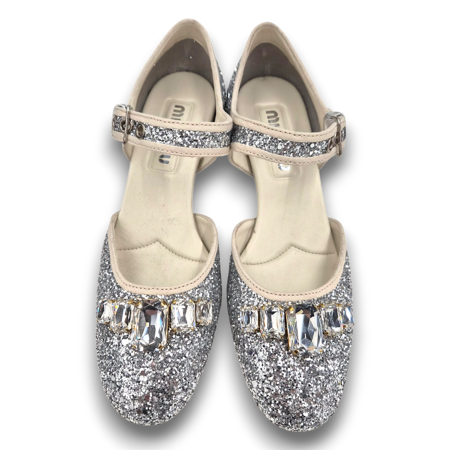 MIU MIU Bijou Sparkle Pumps SIZE 37 Lady's Silver Rank(A)