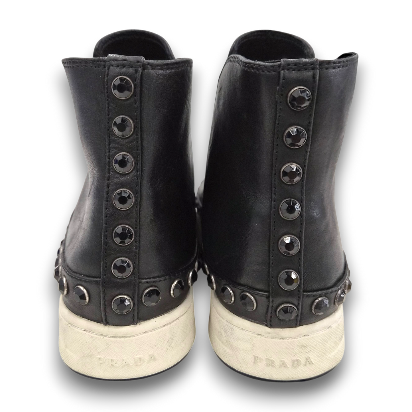 PRADA Short Boots SIZE 37 3T5735 Lady's Black Rank(B) Stain