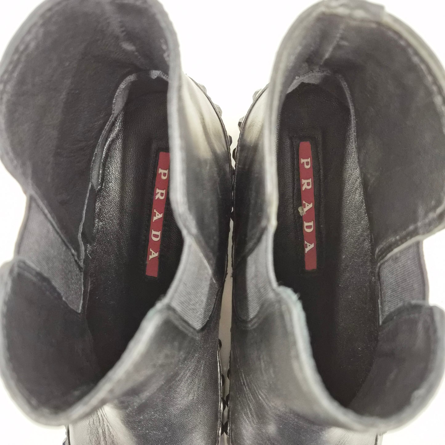 PRADA Short Boots SIZE 37 3T5735 Lady's Black Rank(B) Stain