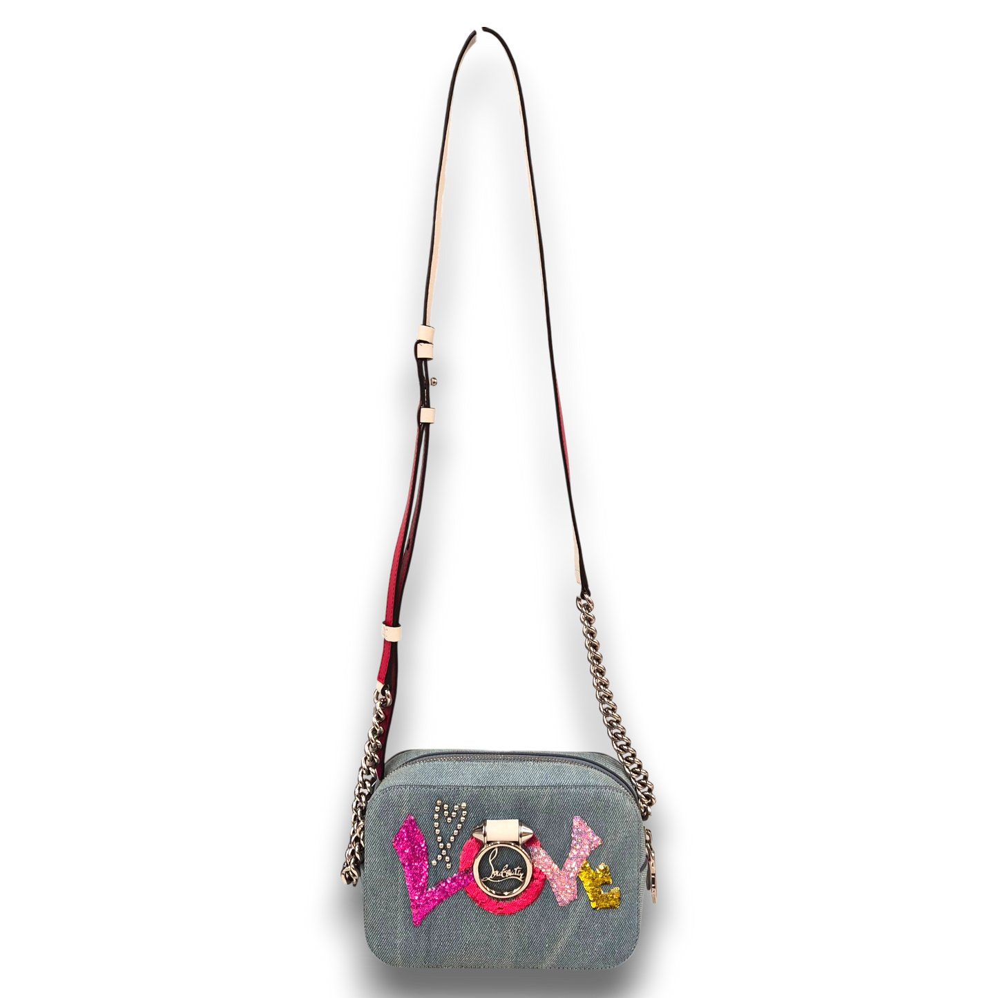 Christian Louboutin Shoulder Bag Sky Blue Rank(B) Stain