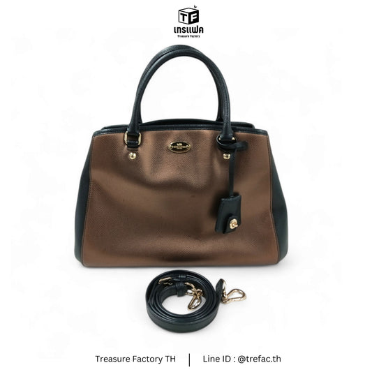 COACH 2WAY Bag F1548 Brown/Black *Stain* Rank B