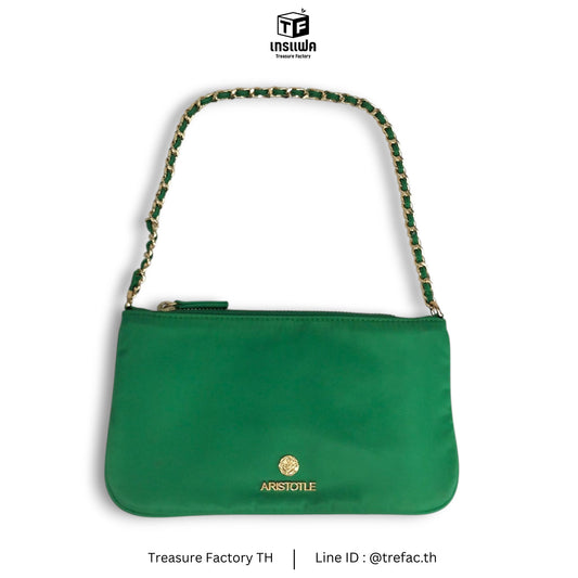 ARISTOTLE Shoulder Bag Green Nylon Teen Pouch Rank B