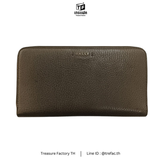 BALLY Long Wallet Gray Round Zip