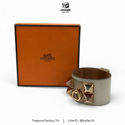 HERMES Bracelet T NM 004 Collier Beige/Gold *Stain* Rank B