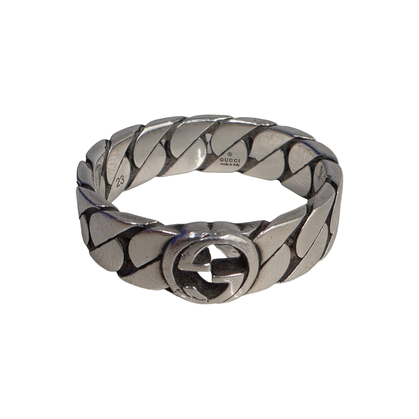 GUCCI Ring YBC661518001 Rank(B) Silver Scratch F1930FI Interlock