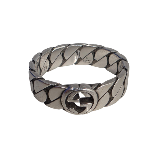 GUCCI Ring YBC661518001 Rank(B) Silver Scratch F1930FI Interlock