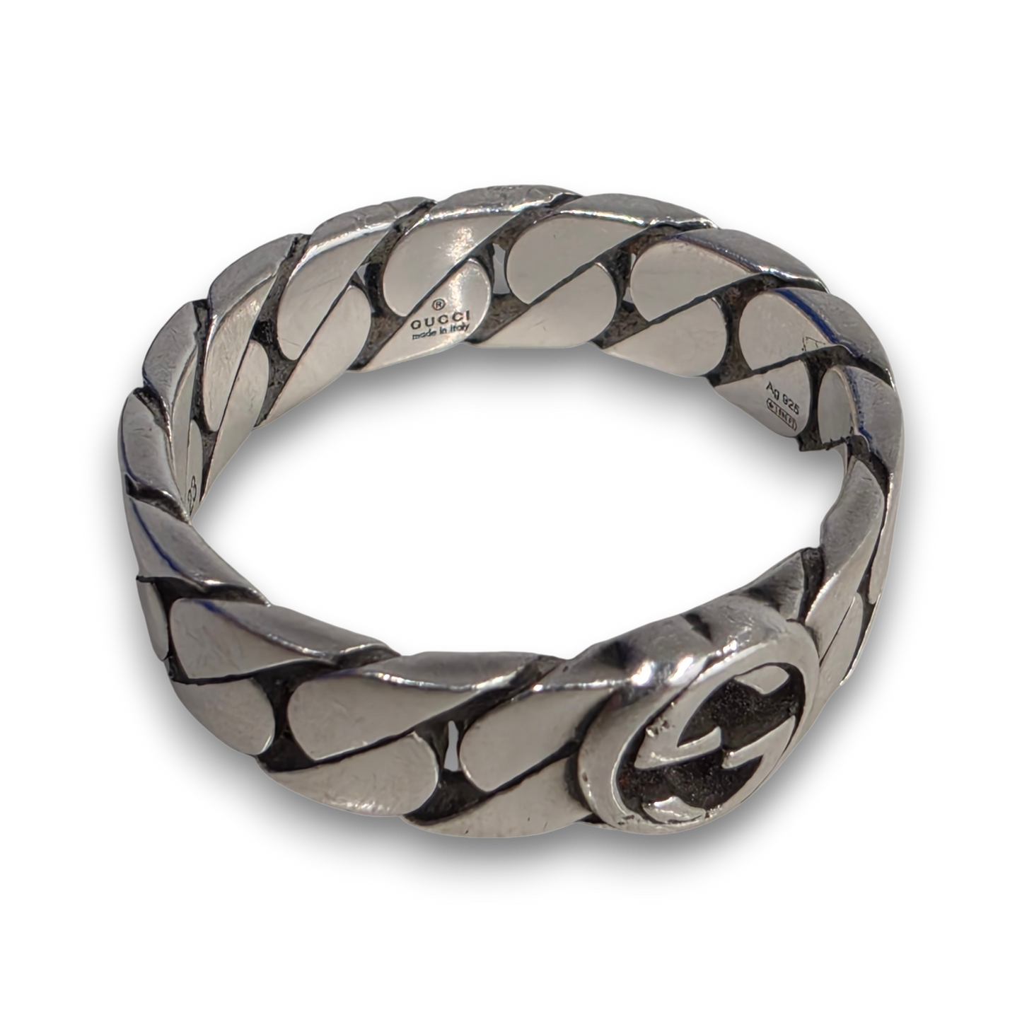 GUCCI Ring YBC661518001 Rank(B) Silver Scratch F1930FI Interlock