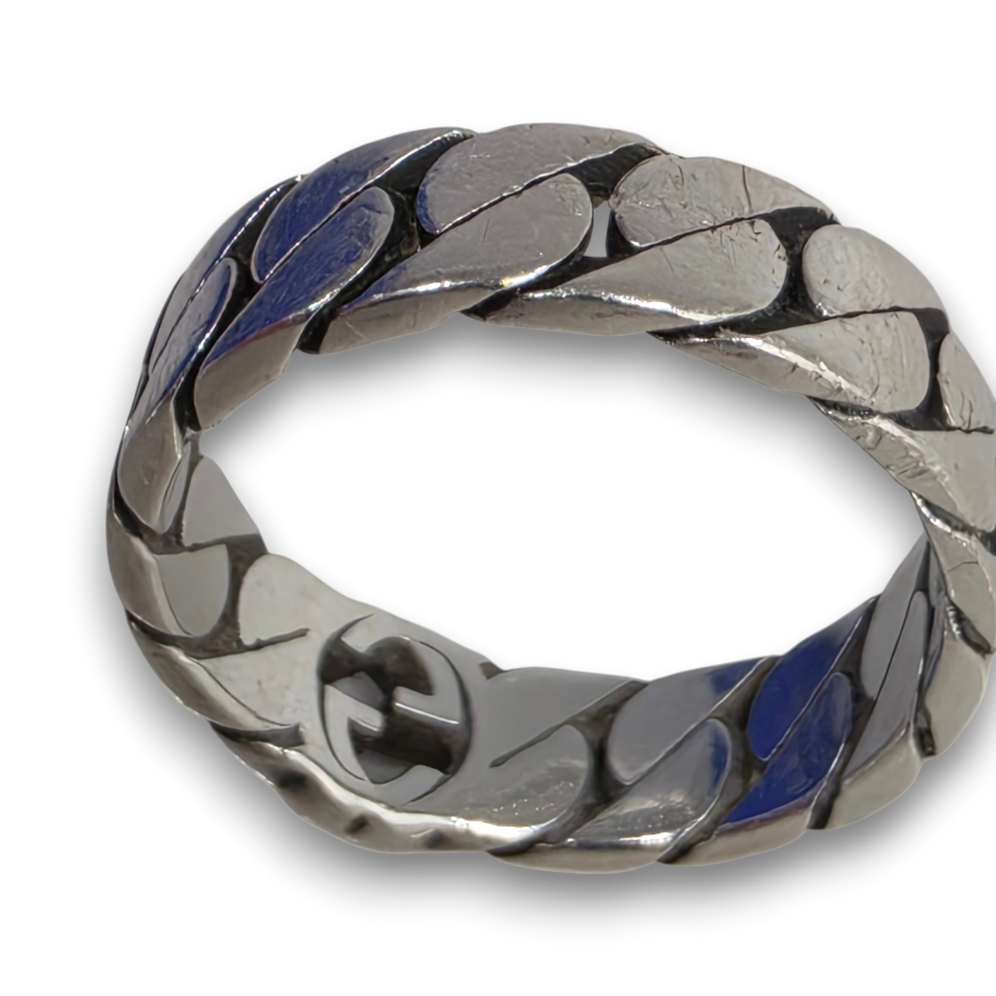 GUCCI Ring YBC661518001 Rank(B) Silver Scratch F1930FI Interlock