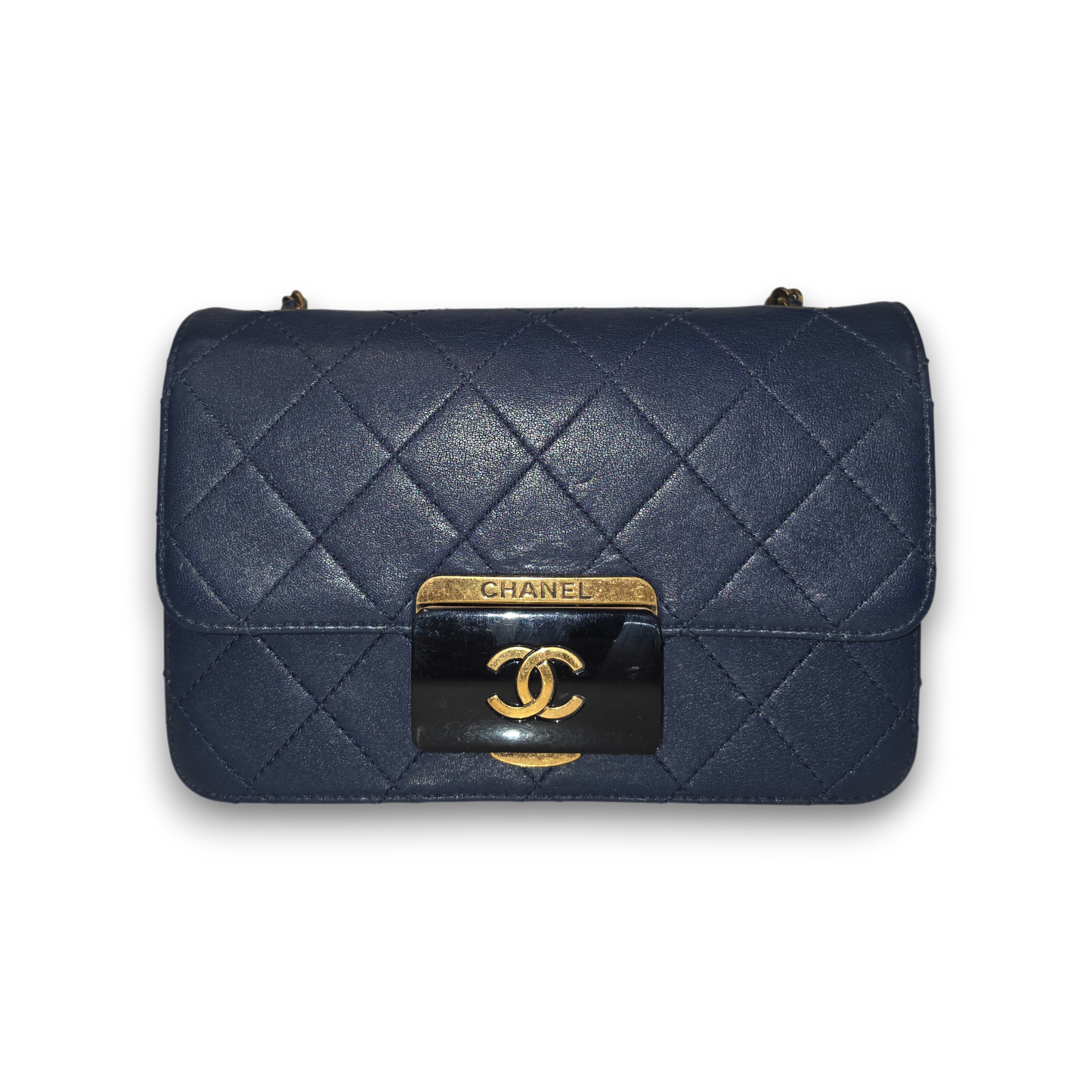 CHANEL Shoulder Bag Rank (B) Navy 22206493