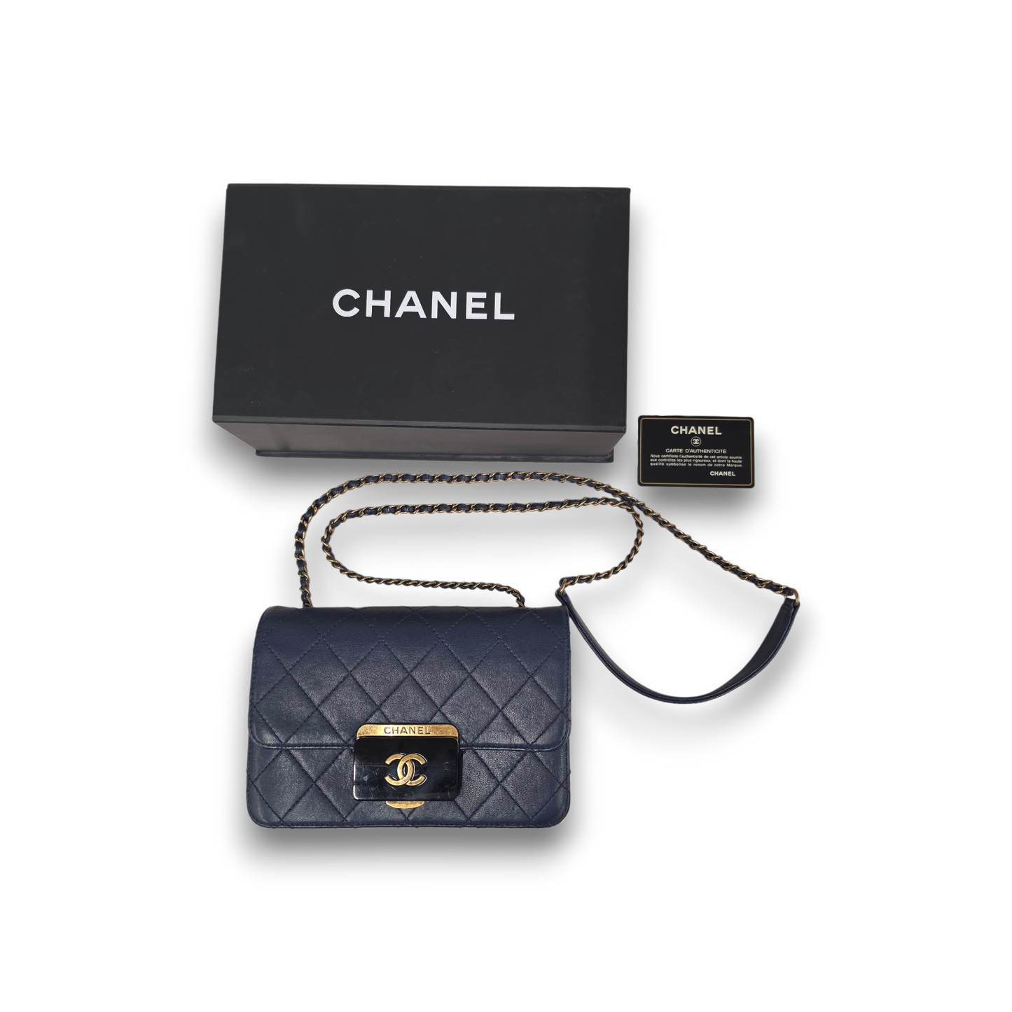 CHANEL Shoulder Bag Rank (B) Navy 22206493