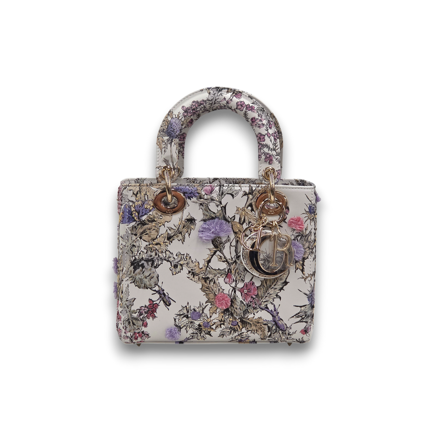 Christian Dior 2way Bag Floral Rank (A) White Multi Color With Box