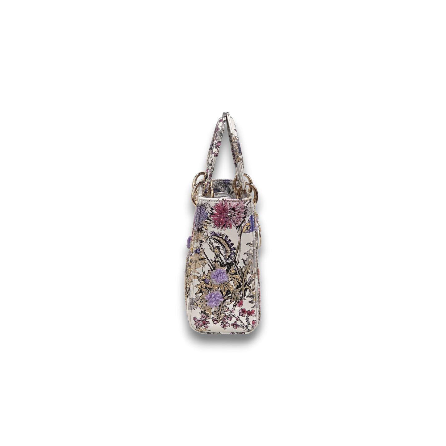 Christian Dior 2way Bag Floral Rank (A) White Multi Color With Box