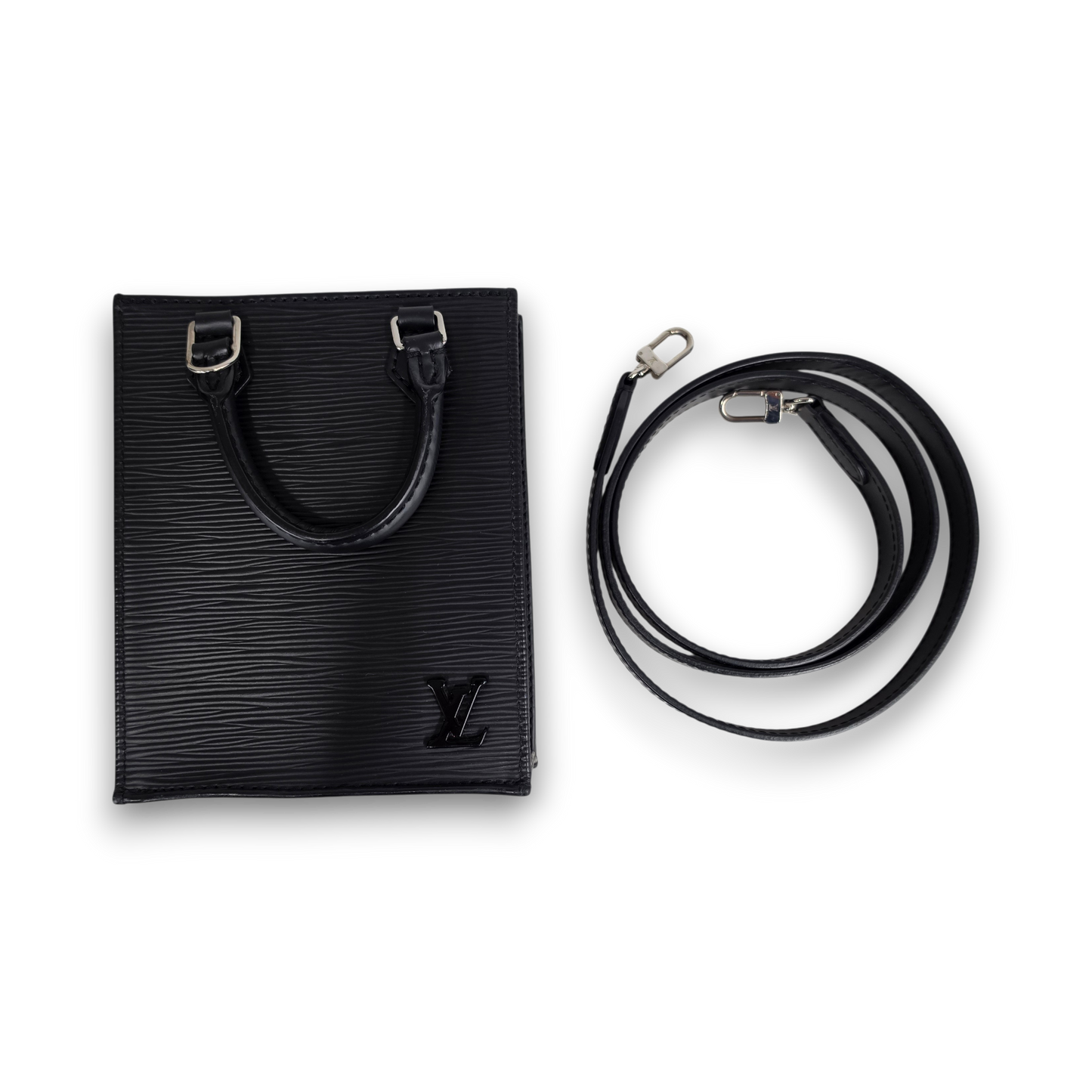 LOUIS VUITTON 2Way Bag Epi M699441 Rank(AB) Black Stain Petit Sac Plat * Nfc
