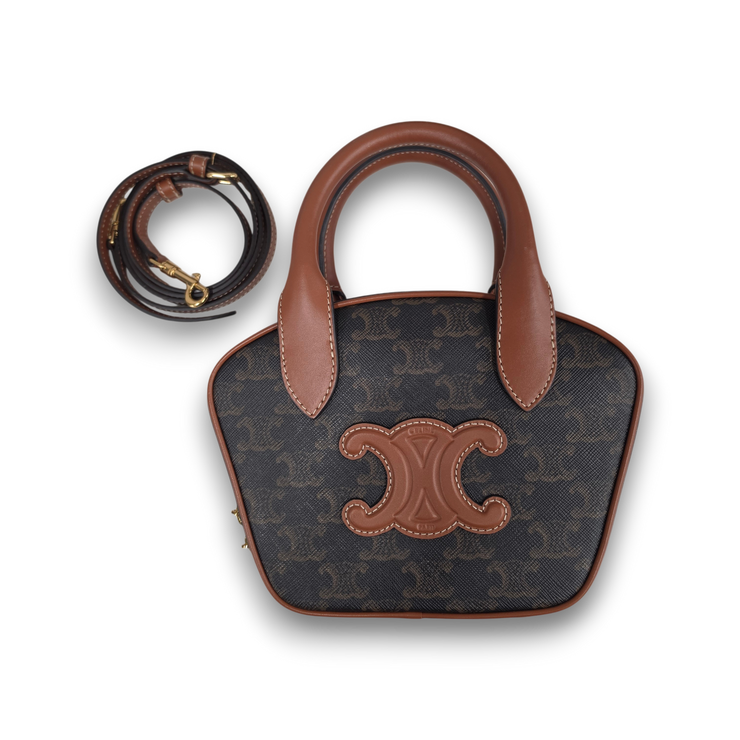 CELINE 2way Bag 110462 Rank (A) Brown FRG2262 Mini Bowling Bag