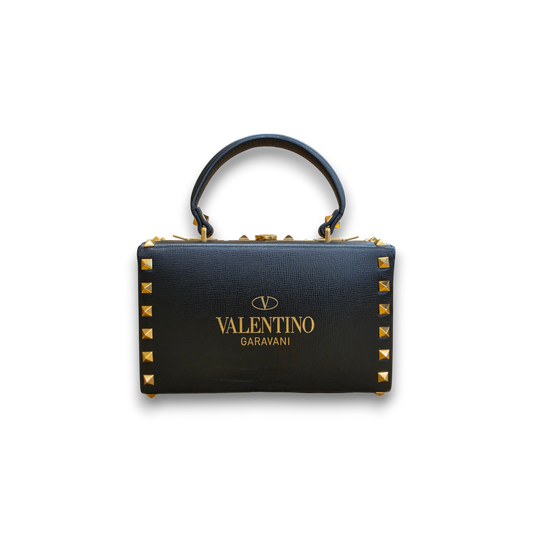 VALENTINA GARAVANI 2Way Bag Rank(B) Black Rockstud Grainy Calfskin Box