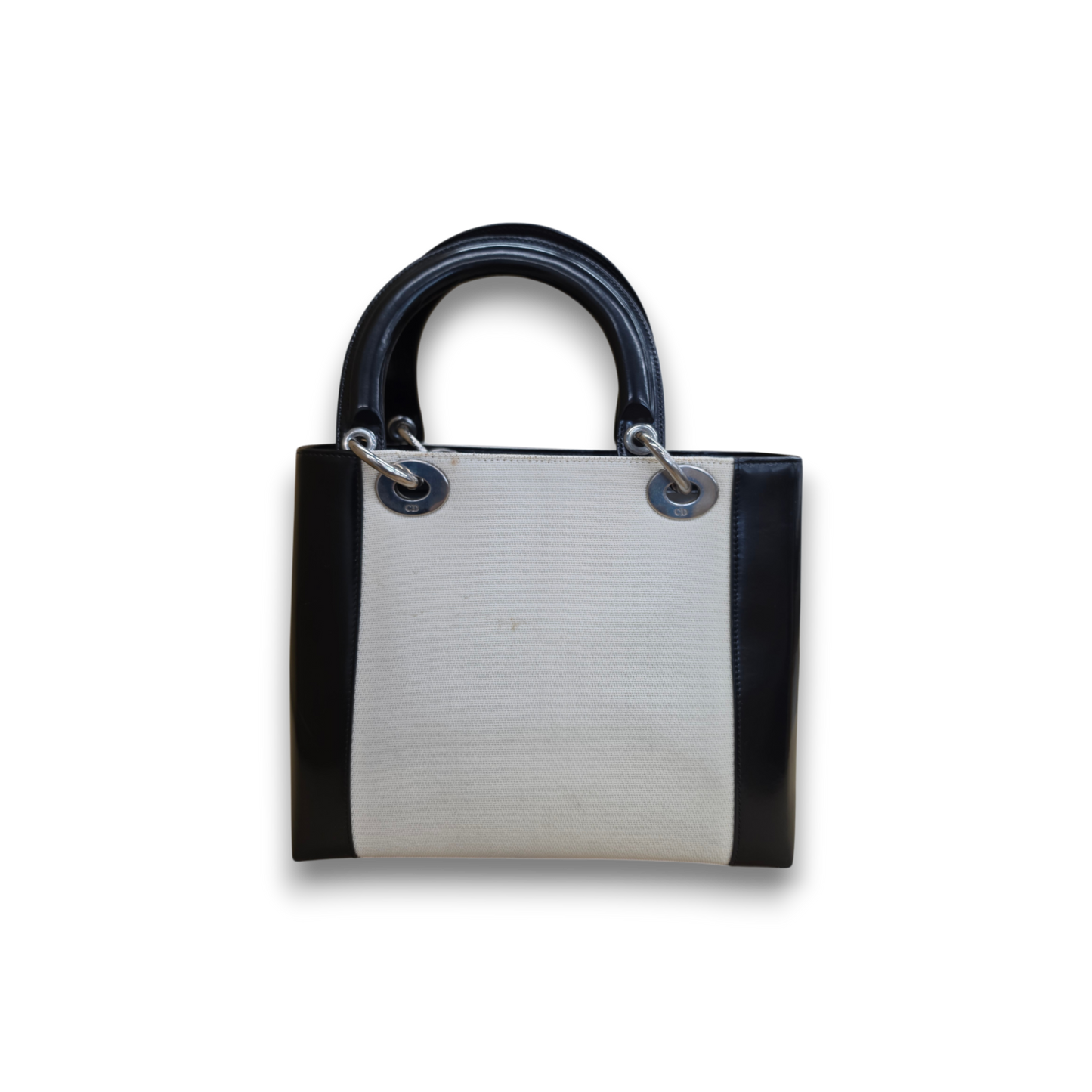 Cgristian Dior Handbag MA-0939 Rank (B) Black and White Stain Lady Dior