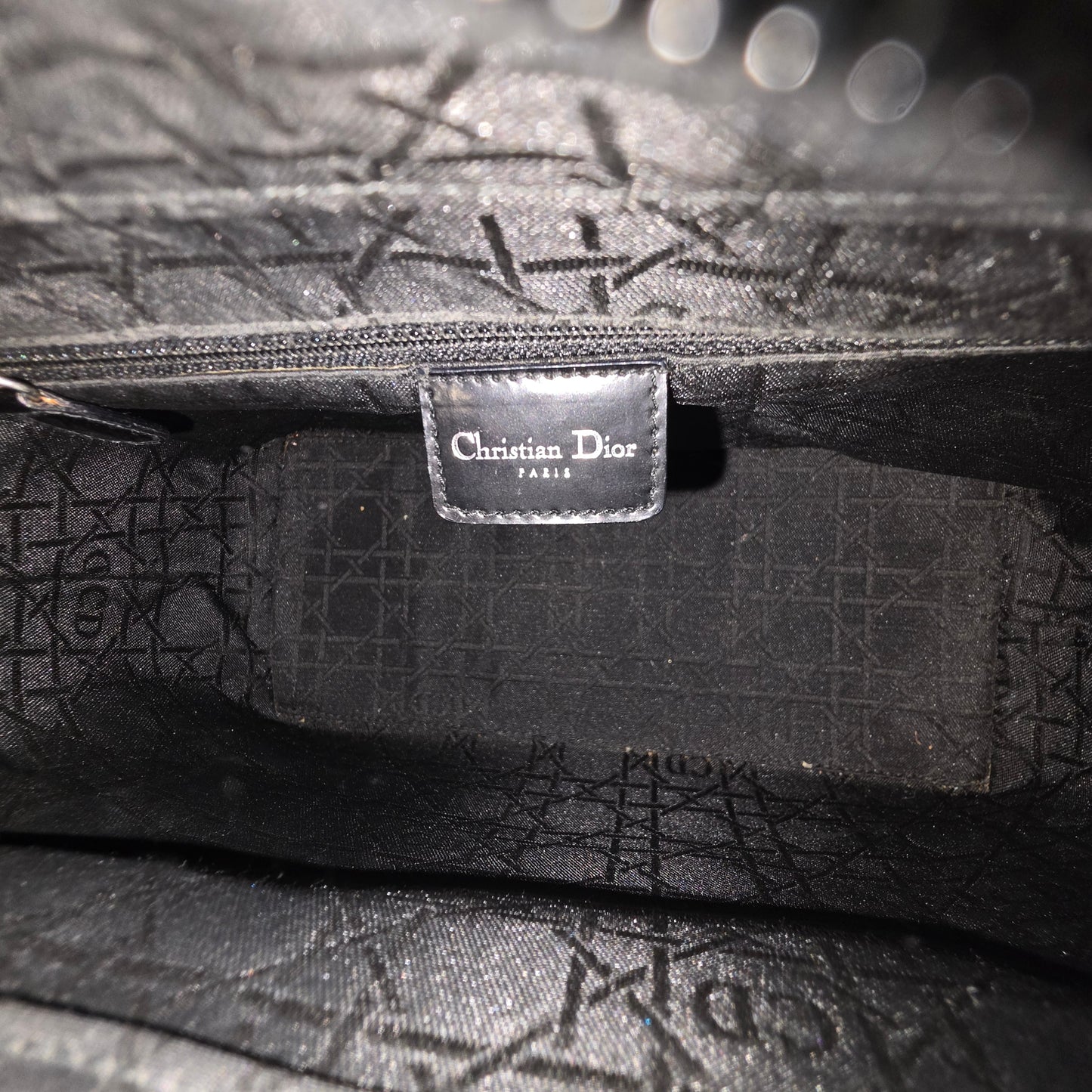 Cgristian Dior Handbag MA-0939 Rank (B) Black and White Stain Lady Dior