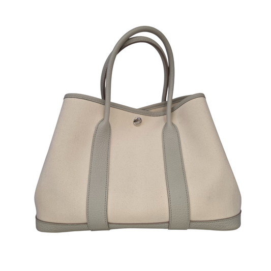 Hermes Tote Bag Rank(B) Light Gray/White Y GS006 HI Garden Party Canvas