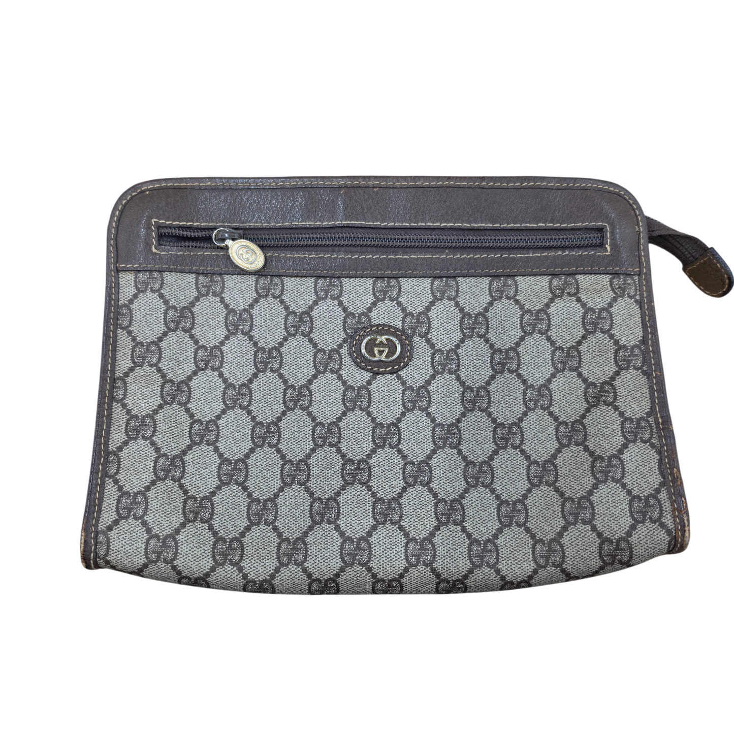 GUCCI Clutch Bag 014.122.6063 Rank (B) Brown Scratch Vintage