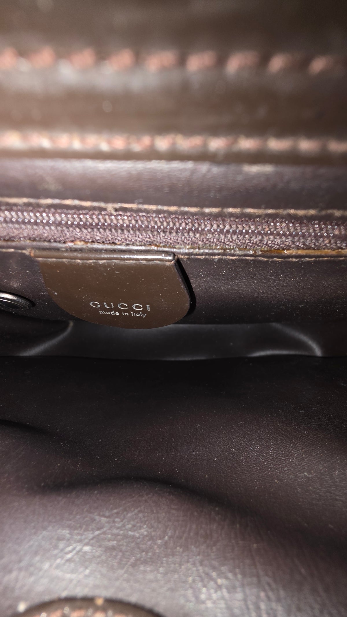 GUCCI Handbag  000.1046.0506 Rank (B) Dark Brown Damage