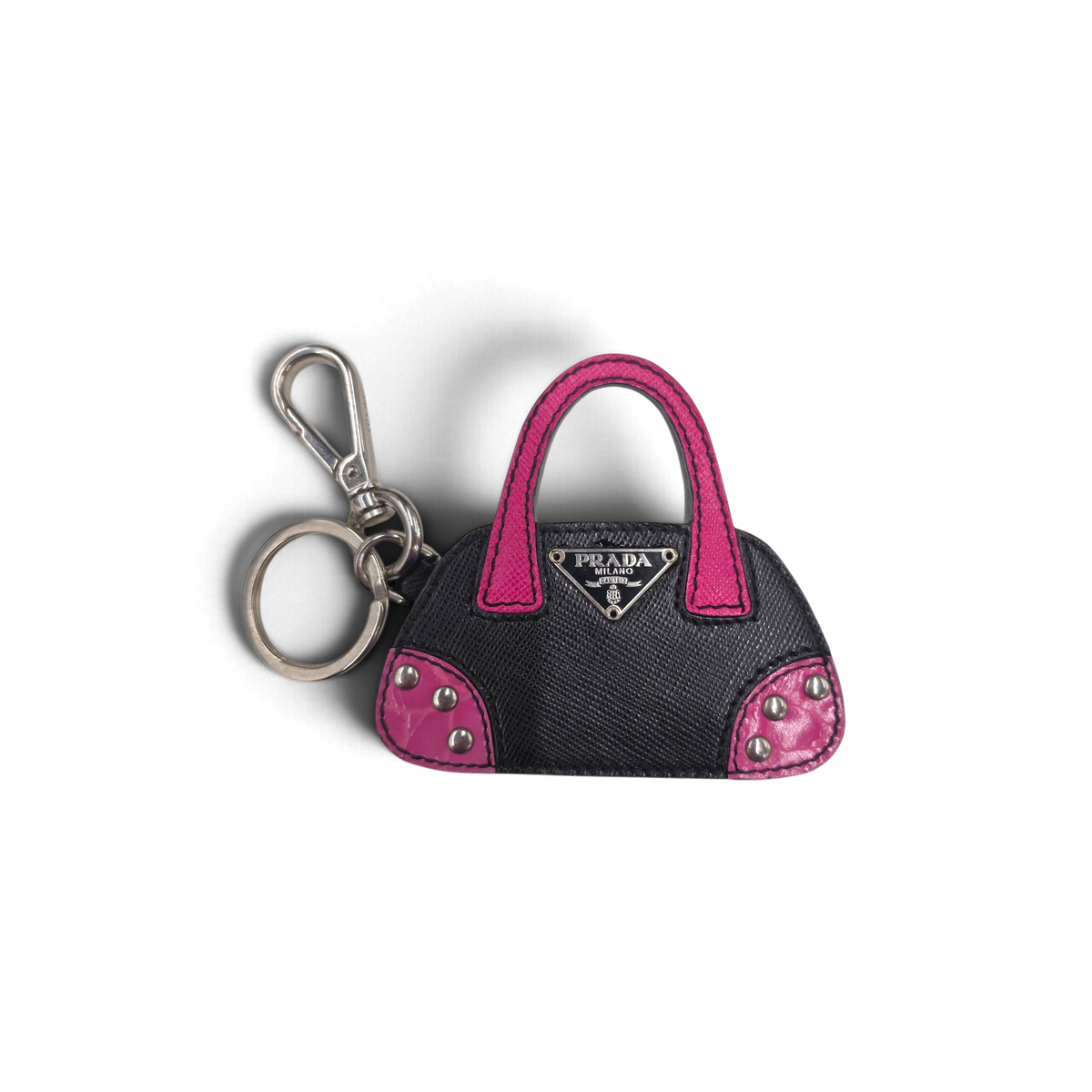 Prada Key Ring Rank (B) Black Pink