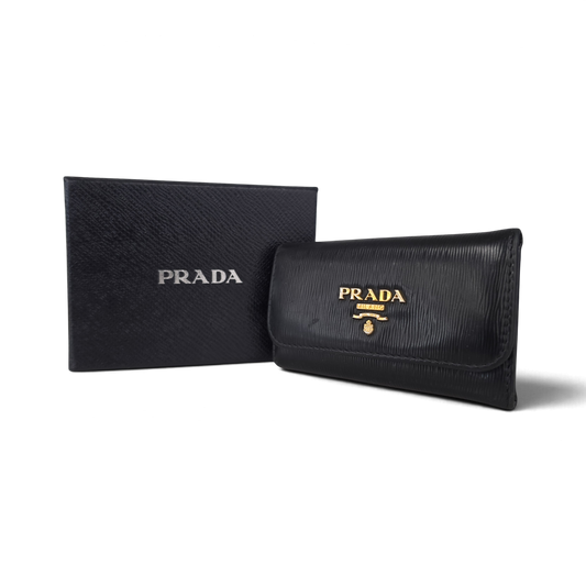 PRADA Key Case 1PG222 Rank (B) Black Stain