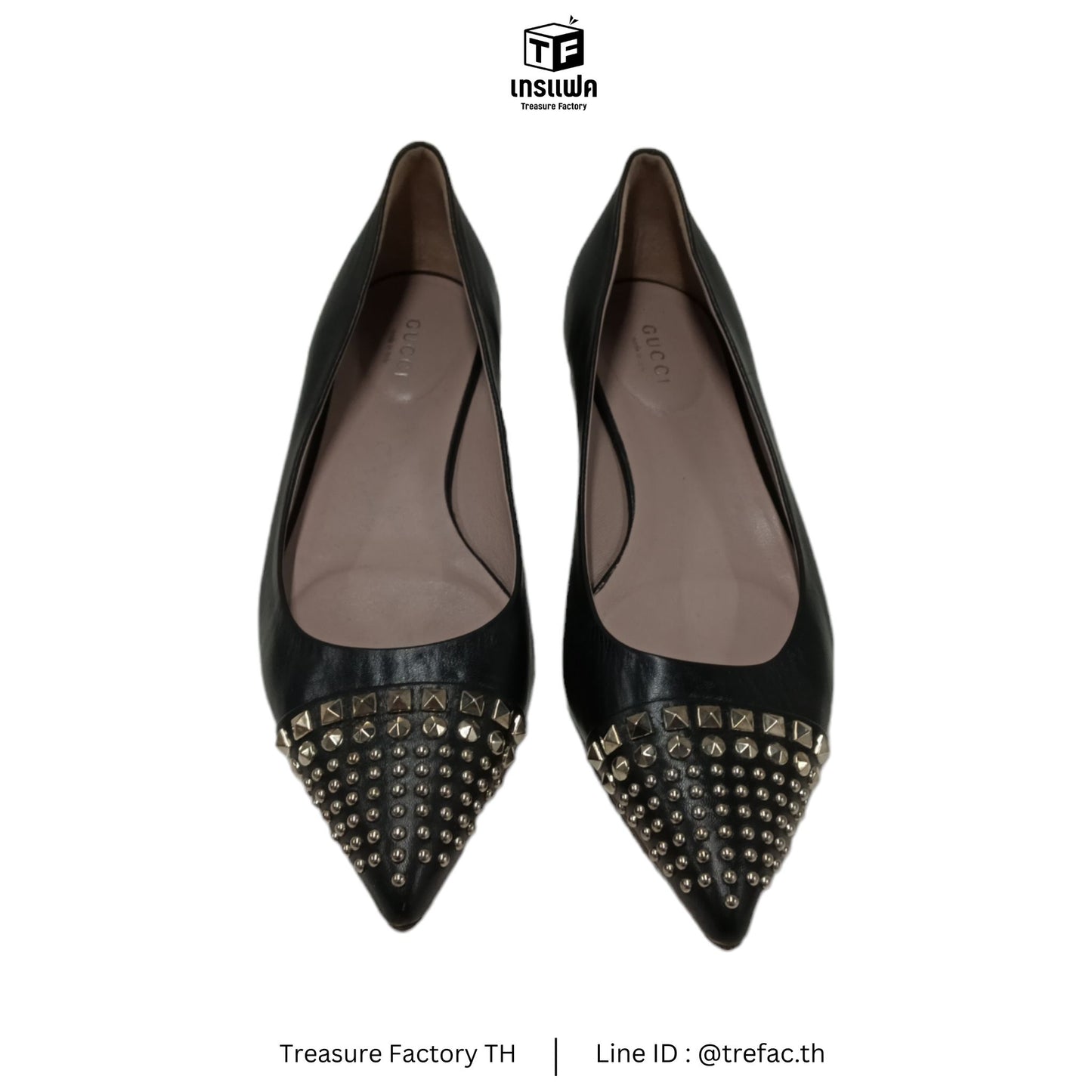 GUCCI Flat Shoes 37.5 Black/silver Rank A