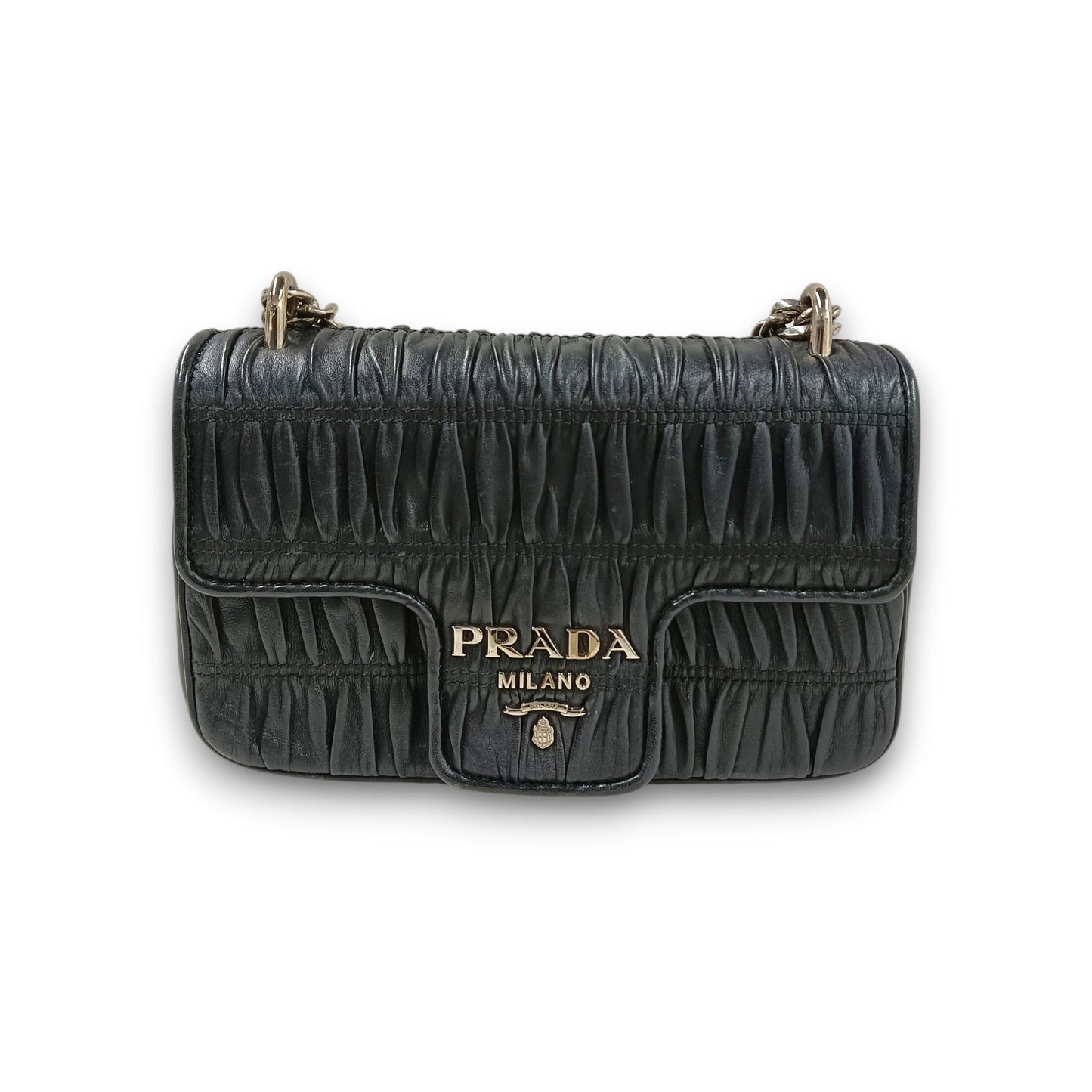 PRADA Shoulder Bag 1BD140 Rank (B) Black Damage/Stain