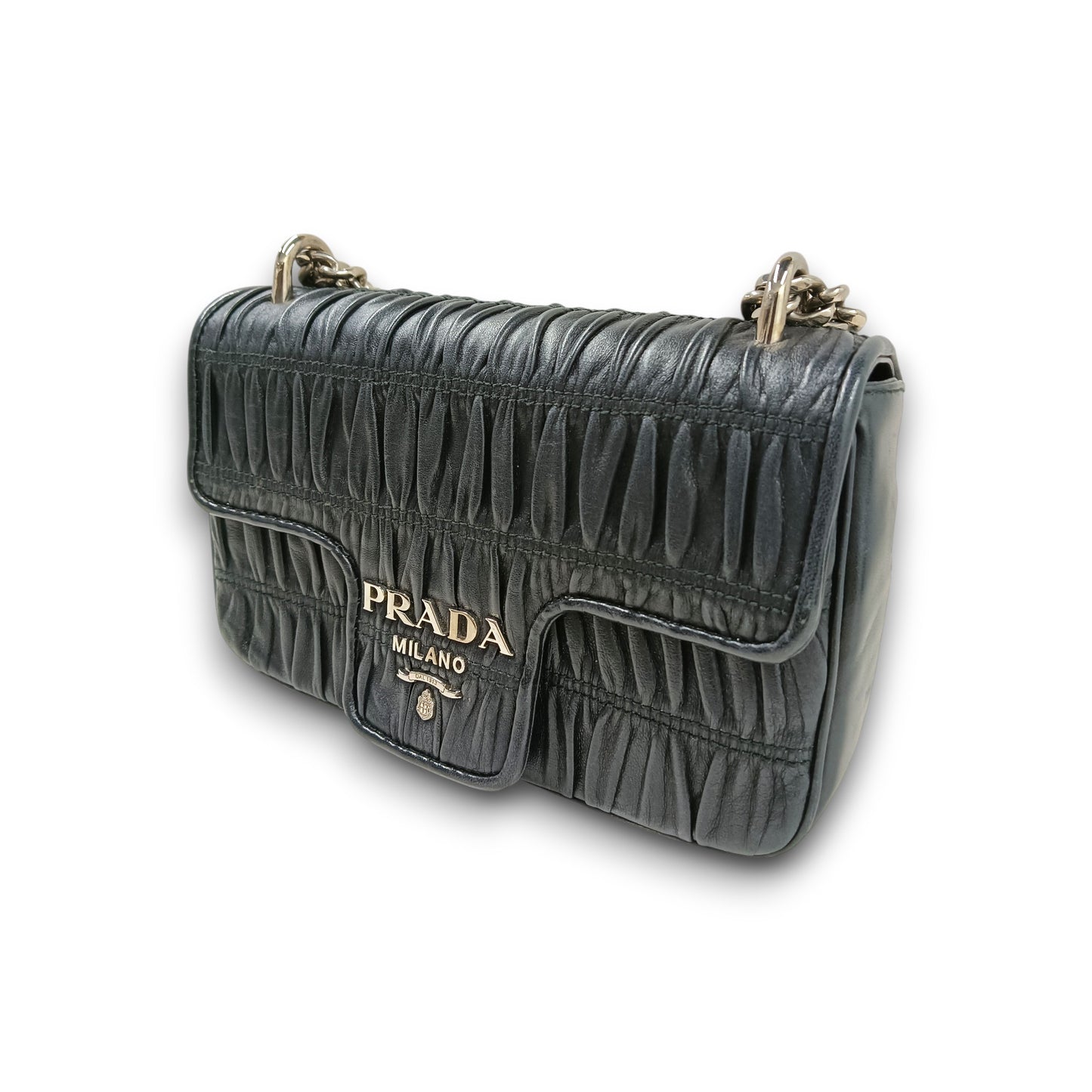 PRADA Shoulder Bag 1BD140 Rank (B) Black Damage/Stain