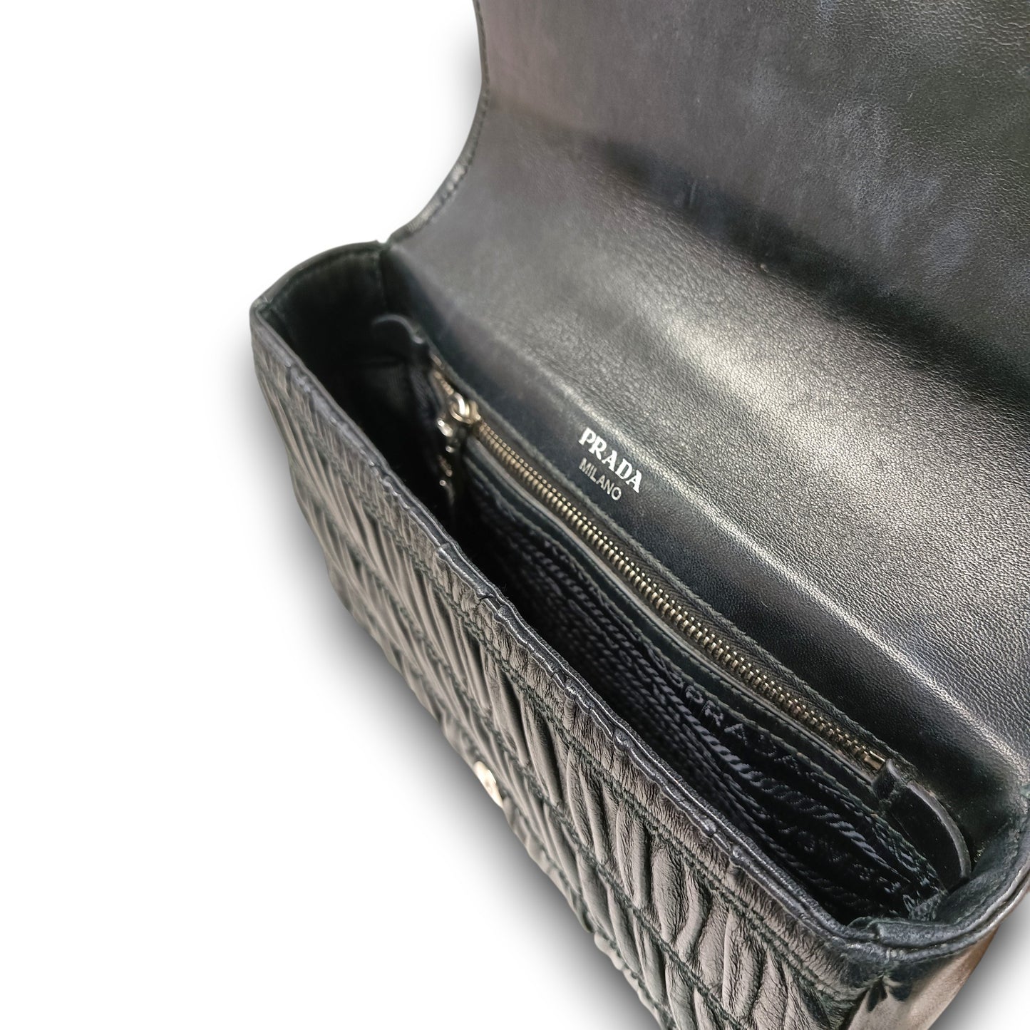 PRADA Shoulder Bag 1BD140 Rank (B) Black Damage/Stain