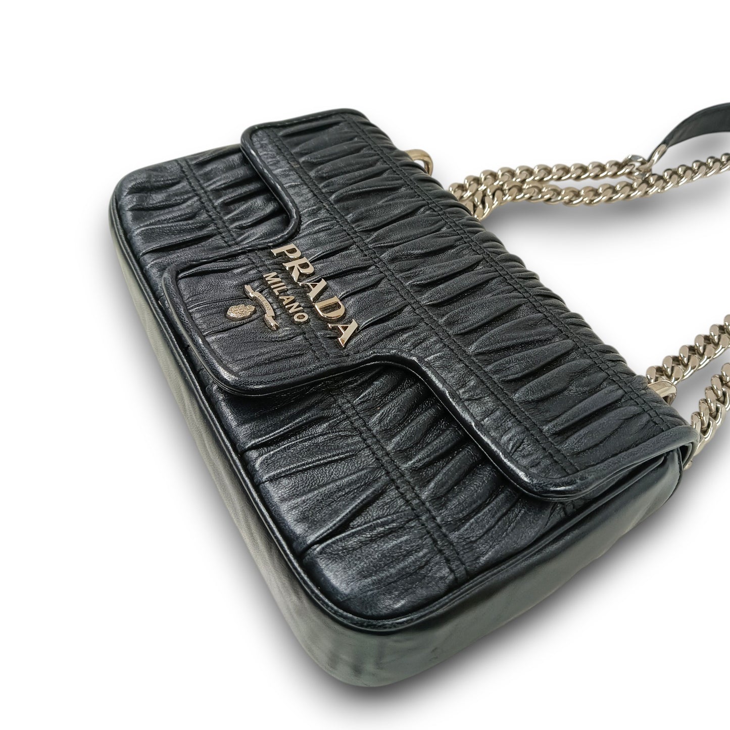 PRADA Shoulder Bag 1BD140 Rank (B) Black Damage/Stain
