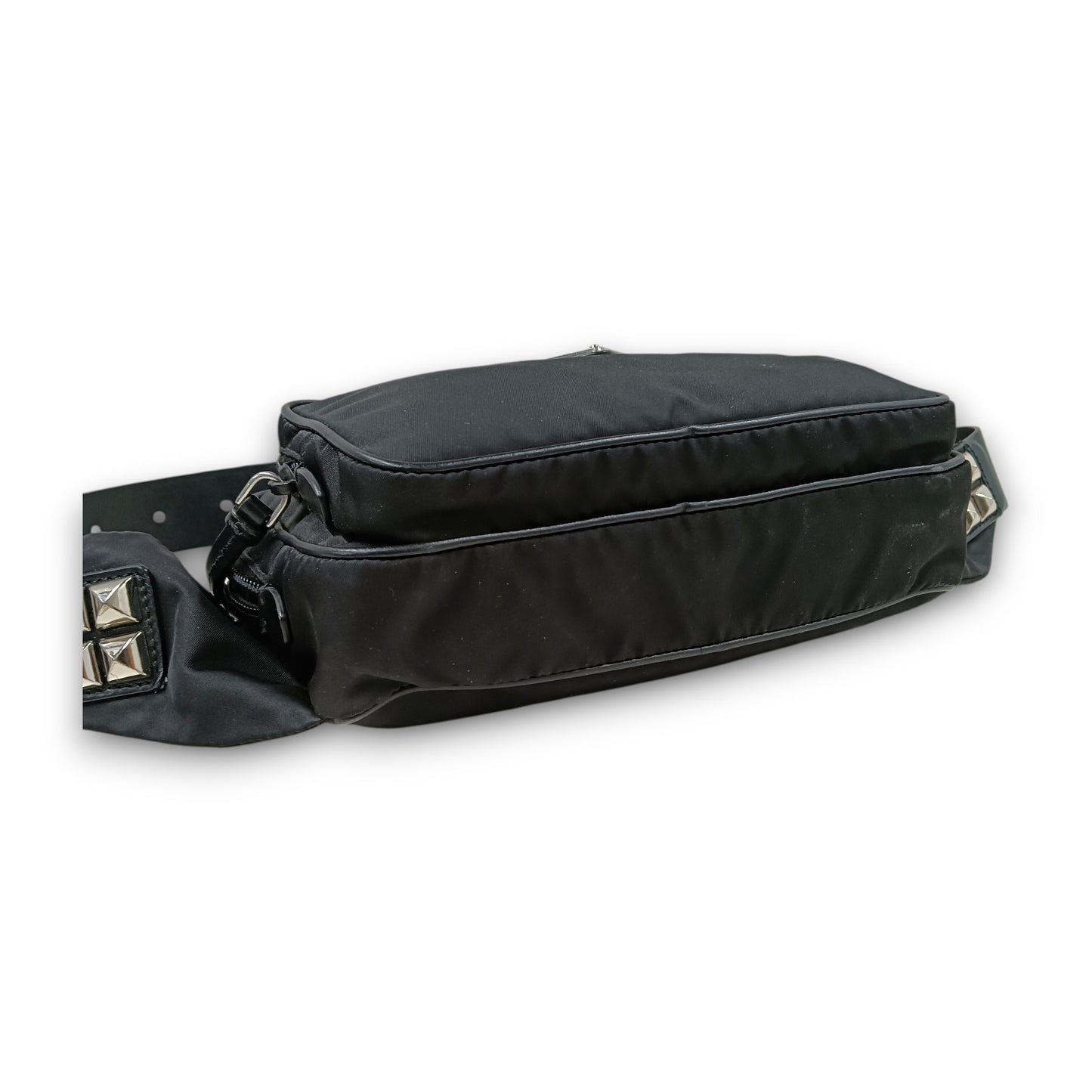 PRADA Body Bag 1BL010 Rank (B) Black 255Tessuto Nylon Studded Belt Bag