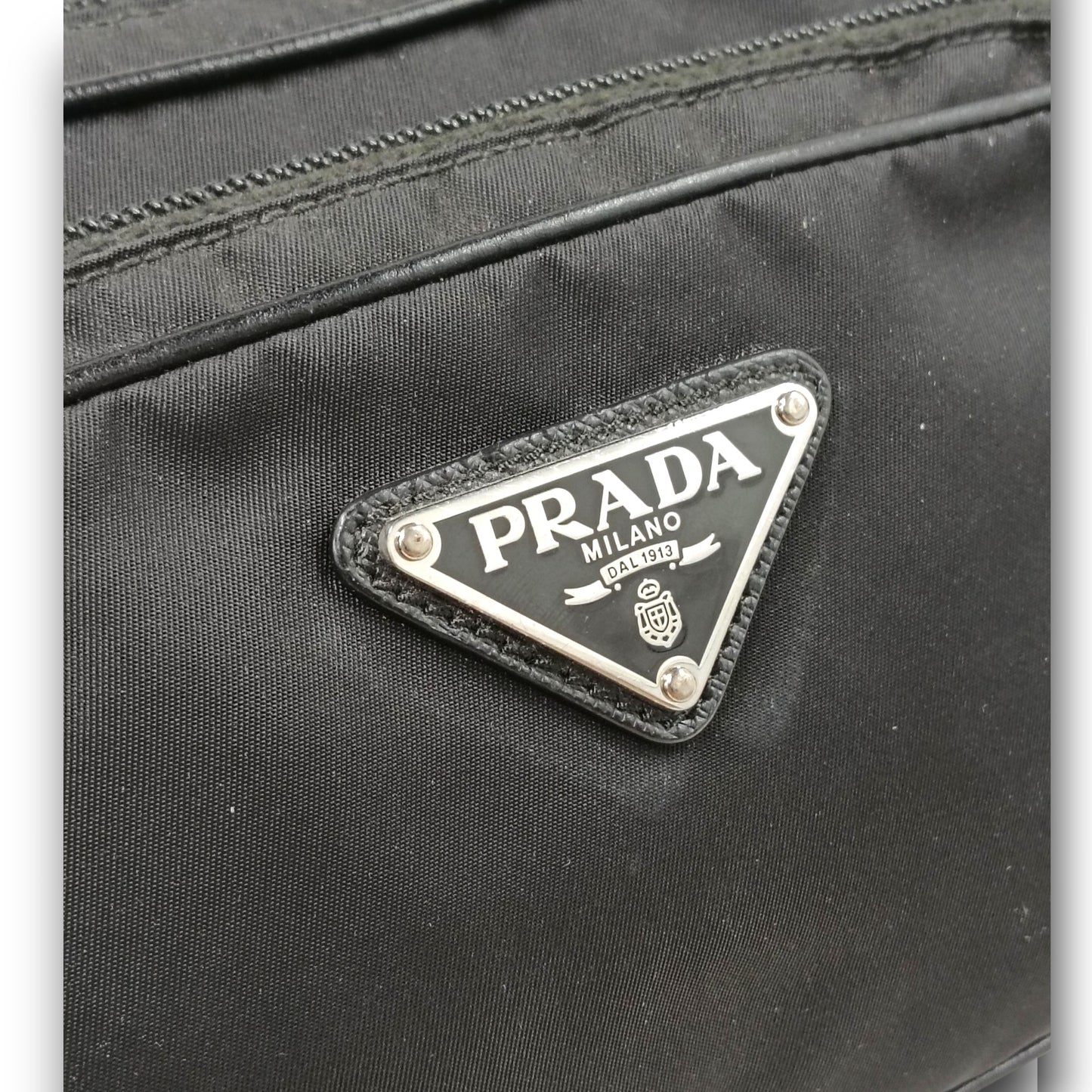PRADA Body Bag 1BL010 Rank (B) Black 255Tessuto Nylon Studded Belt Bag