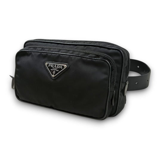PRADA Body Bag 1BL010 Rank (B) Black 255Tessuto Nylon Studded Belt Bag