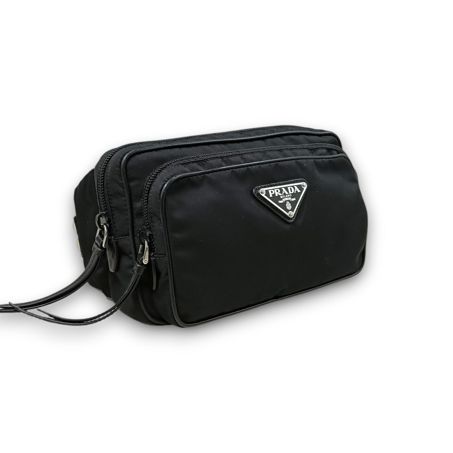 PRADA Body Bag 1BL010 Rank (B) Black 255Tessuto Nylon Studded Belt Bag