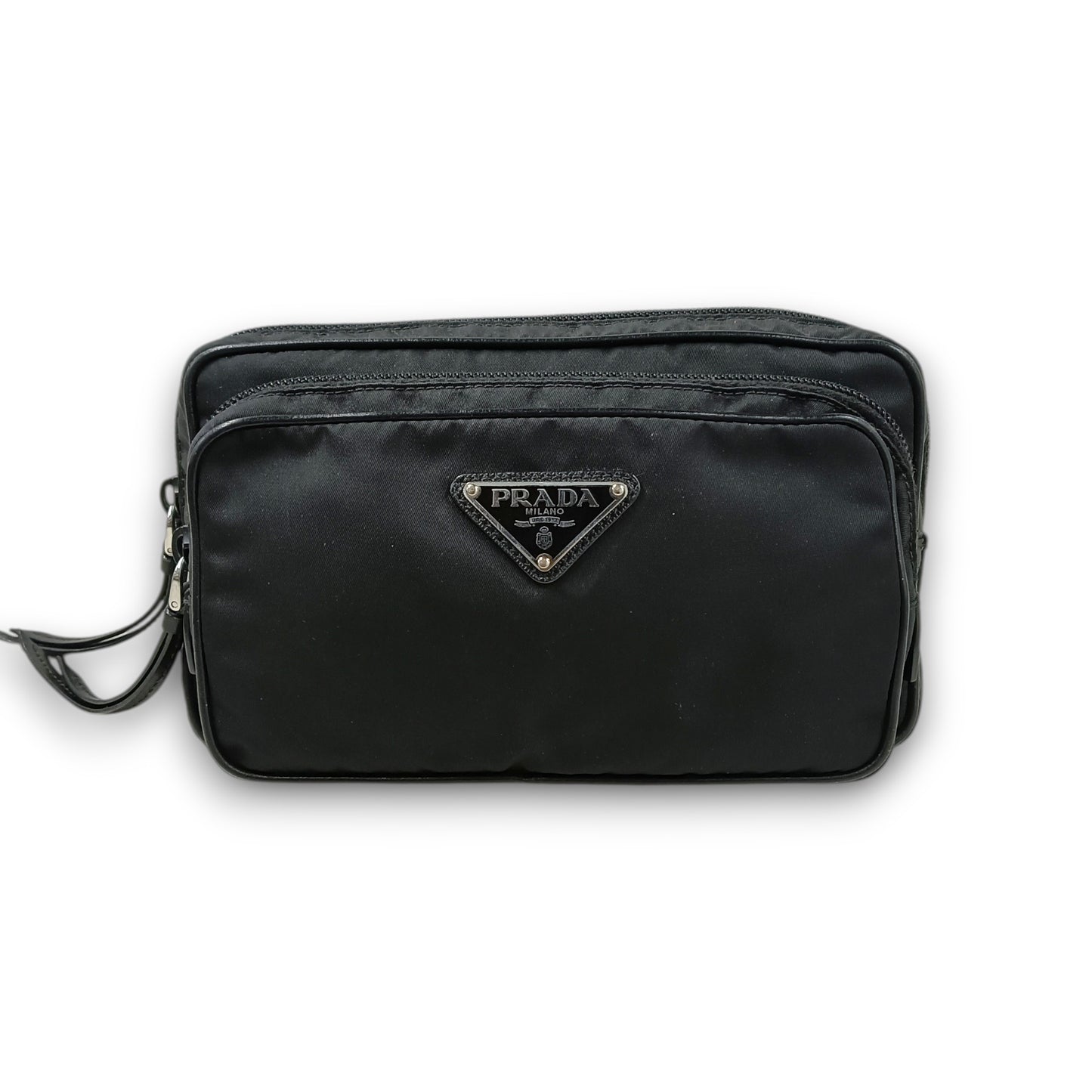 PRADA Body Bag 1BL010 Rank (B) Black 255Tessuto Nylon Studded Belt Bag