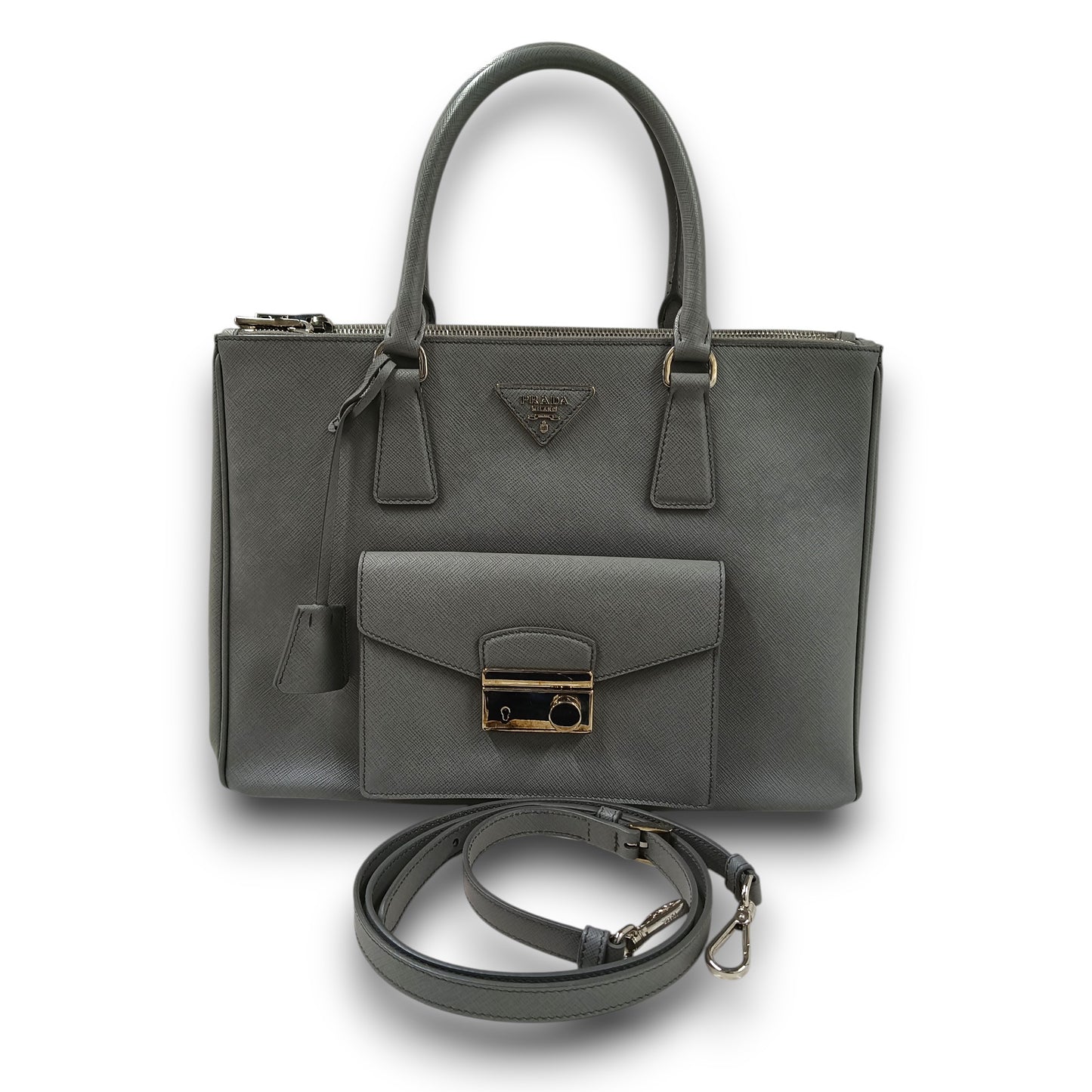 PRADA 2WAY Bag GALLERIA BN2674 Rank (B) Gray 14/A